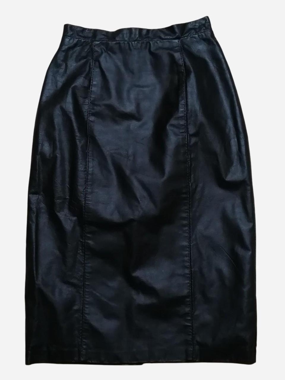 Vintage Classic Black Leather Pencil Skirt - Made In Usa